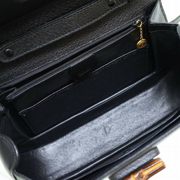 Gucci Bamboo shoulder handbag black leather strap - Picture 4 of 8